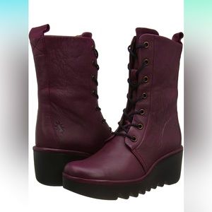 Fly London Burgundy Leather Boots BIRD 241